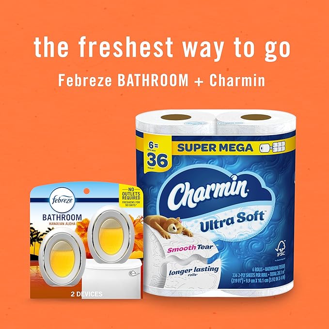 Febreze Small Spaces Air Freshener, Odor-Fighting, Plug In Alternative, Air Fresheners for Home and Bathroom and Kitchen, Closet Air Fresheners, Hawaiian Aloha Scent, 2 Count-PawvioPets