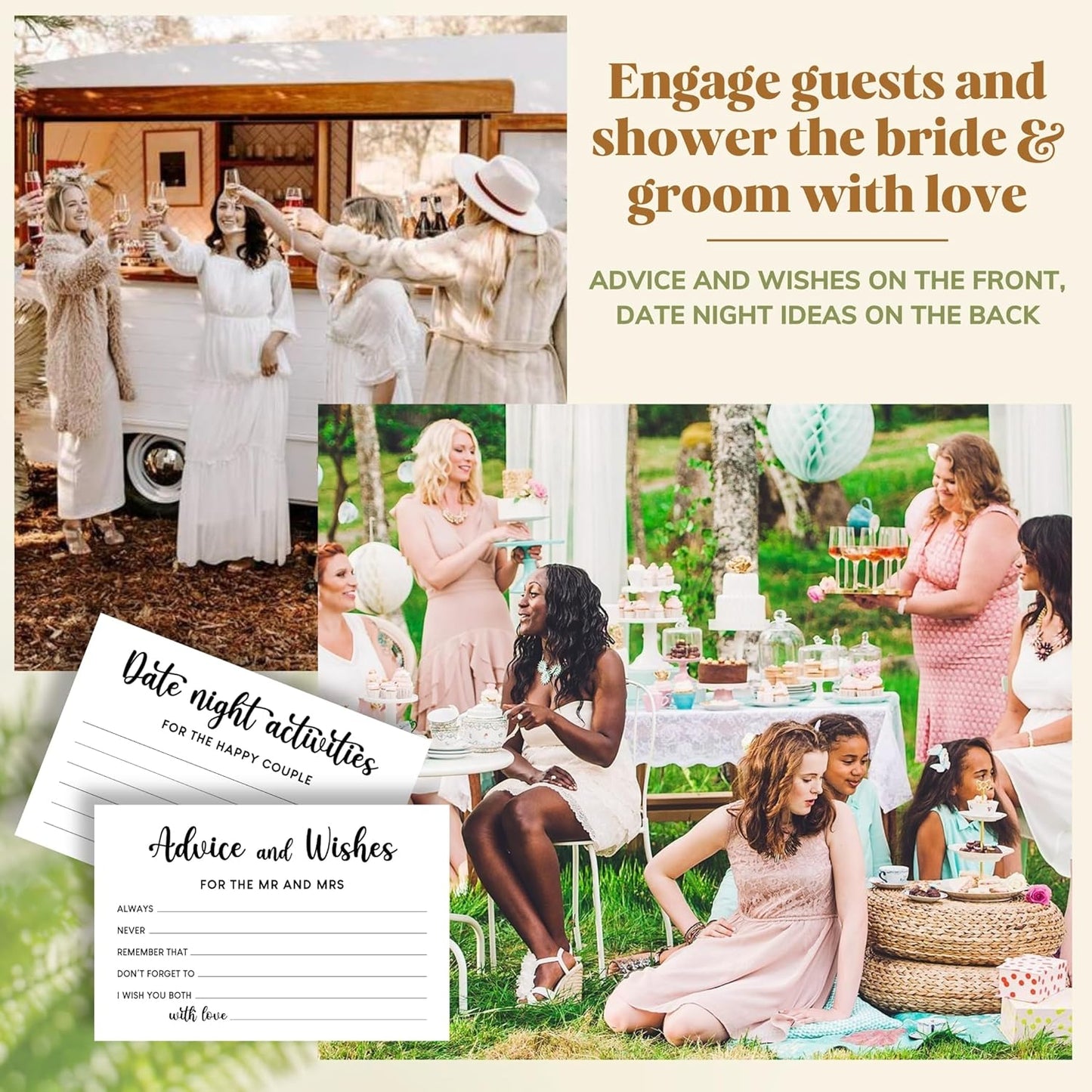 Advice And Wishes For The Mr And Mrs - Wedding Advice Cards For Bridal Shower Decorations, Date Night Games For The Groom And Bride Cards, Wedding Shower Decor for Guests