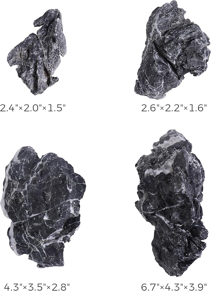 2-6 Inches Natural Seiryu Stone 4 PCS Aquarium Rocks for Aquascaping, Aquarium Landscaping, Terrariums, Fish Tank Decoration, Vivariums, Paludarium, Reptile and Amphibian Enclosures-PawvioPets