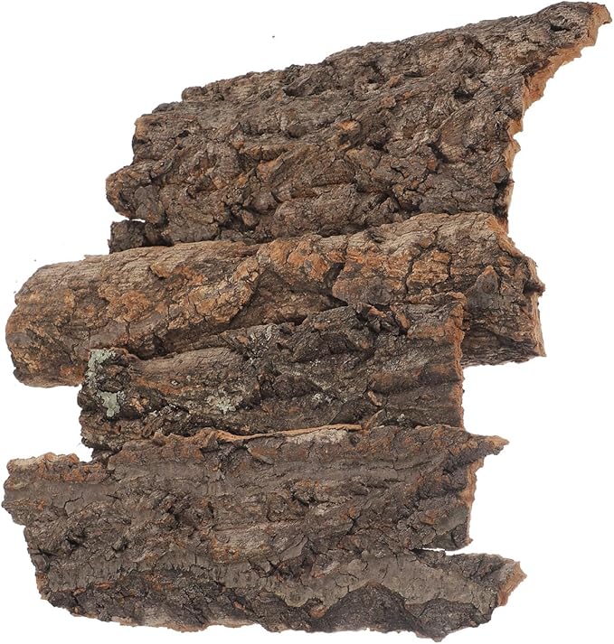 Amosfun 4pcs Reptile Bark Cork Wood Bark Decor Cork Flat Bedding for Bearded Dragon Lizard Geckos Tortoise, Random Size 3.2 to 5.5Inch-PawvioPets