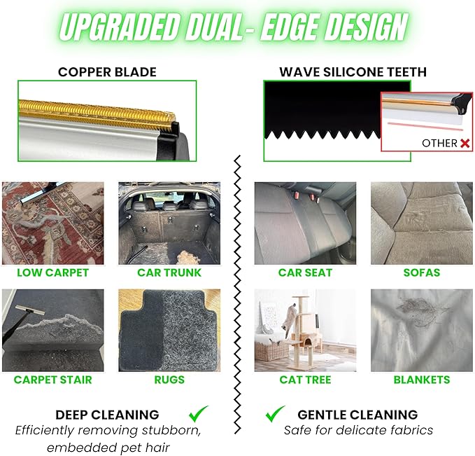 2025 Dual-Edge Carpet Rake for Pet Hair Removal & Fluffing Matted Carpet – 61" Adjustable Handle, Deep Clean Dog & Cat Hair Remover, Reusable Scraper for Rugs, Low Pile Carpet, Couch & Stairs-PawvioPets