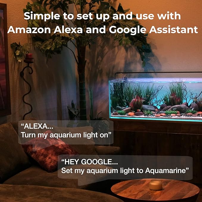 CURRENT USA ColorPlus Smart Freshwater Aquarium & Terrarium LED Light with App and Voice Control | Alexa & Google Home Compatible | Extra Vivid Colors for Fish Tank| Aluminum (for Tanks 48" to 60")-PawvioPets