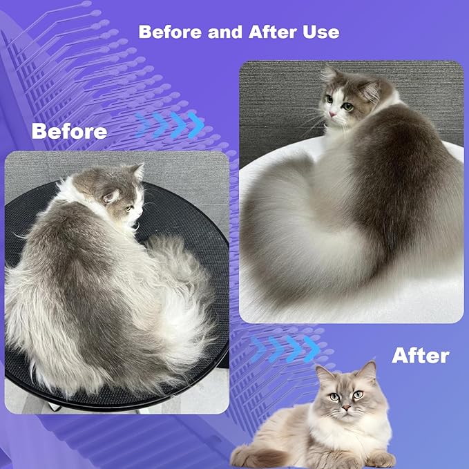 Cat brush, Cat Brush for Long or Short Haired Cats, Remove Loose Fur and Mats, Rounded Pins Reduces Painful Pulling, Not for Tangle and Curly Fur, Violet-PawvioPets