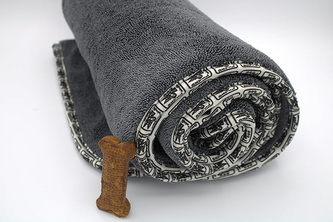 Devil Dog Premium Pet Drying Towel, Ultra-Soft, Highly Absorbent Microfiber Bath Towel for Dogs, Cats, and Other Animals - Gray, Small 16" x 24" 1200GSM 80% 20% Blend-PawvioPets