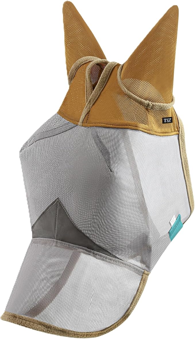Fly Masks for Horses. Stops Sunburn, 70% Uv-Block. Breathable Fly Mask for Equines, Durable, Comfortable Fit for All-Day Protection. Horse Size, Fly Mask with Ears and Nose-PawvioPets