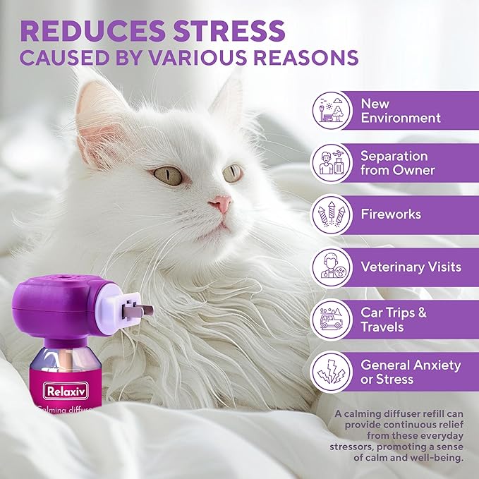 Beloved Pets Cat Calming Diffuser & Pet Anti Anxiety Products - Feline Calm Pheromones Plug in & Cats Stress Relief Comfort Helps with Pee, New Zone, Aggression-PawvioPets