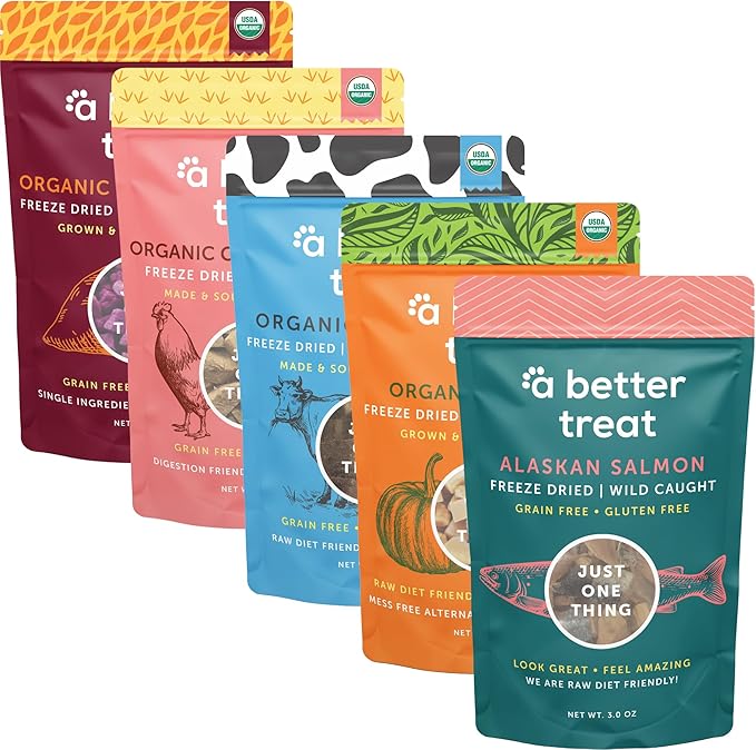 A Better Treat – Organic, Single Ingredient, Freeze Dried Pumpkin, Grass Fed & Finished Beef Liver, Chicken, Sweet Potato, Wild Salmon Dog Treats & Cat Treats | Natural Diabetic Friendly | Made in USA-PawvioPets