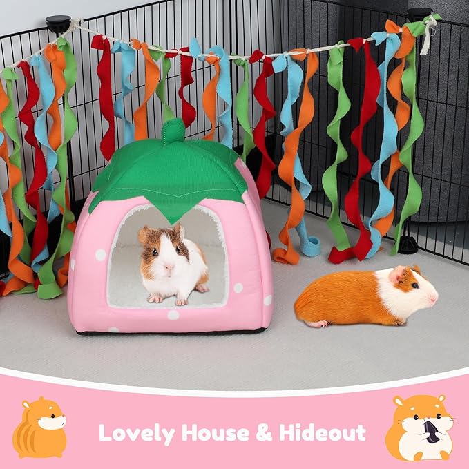 BWOGUE Guinea Pig House Bed Cozy Hamster Cave Large Hideout for Dwarf Rabbits Hedgehog Bearded Dragon Winter Nest Hamster Cage Accessories-PawvioPets