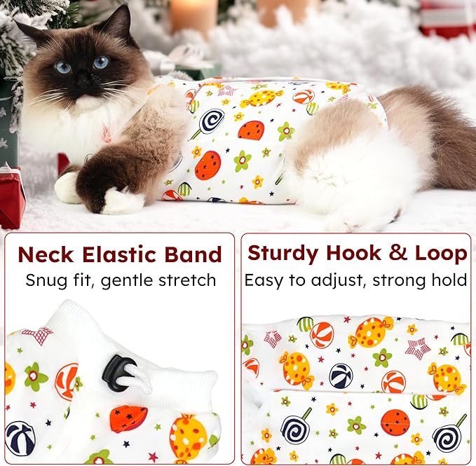 Cat Recovery Suit for Spay Abdominal Wounds, Breathable Cat Onesie for Cats After Surgery Female, Kitten Surgical Recovery Suit Female Cone of Shame Alternative for Cats Anti Licking-PawvioPets