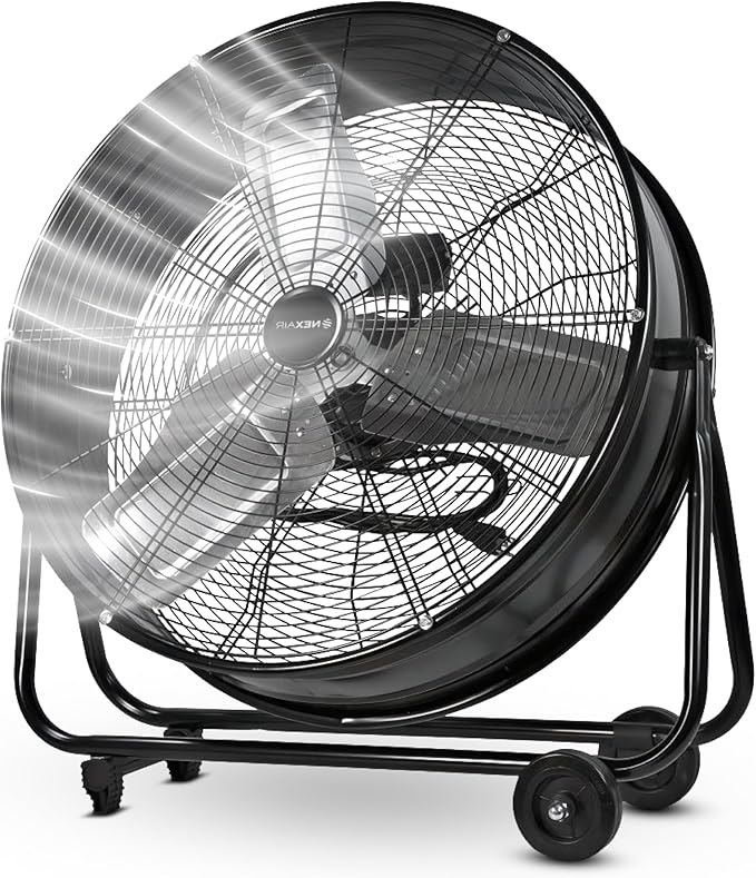 24 Inch High-Velocity Industrial Metal Drum Fan 8,800 CFM, 3-Speed Heavy Duty Floor Fan, 360-Degree Tilt for Commercial, Warehouse, Workshops, Garage, Factory, and Basement with Extreme Power-PawvioPets