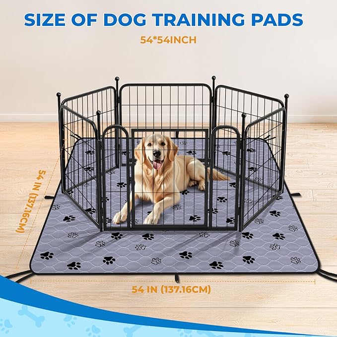 Fostanfly Washable Pee Pads for Dogs, 2 Pack Reusable Super Absorbent Potty Pads, Non-Slip and Leak-Proof 54"x54" for Whelping, Extra Large Potty Training Washable for Puppy-PawvioPets