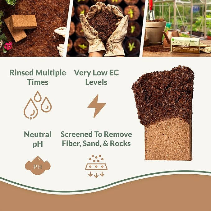 Coco Bliss 650gm Bricks (6-Pack) - Organic Coco Coir for Plants - OMRI-Listed Coco Coir for Garden Soil & Potting Mixes - Coconut Fiber Mixes with Potting Soil for Indoor Plants & Outdoor Plants-PawvioPets