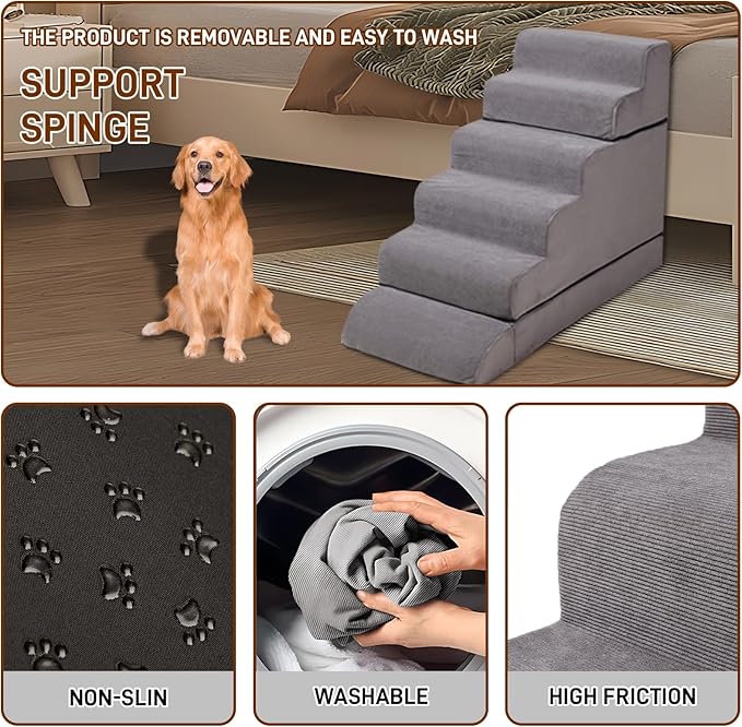 24-30inches High Dog Stairs & Steps for High Beds Tall, LitaiL 29inch 6 Steps Pet Stairs/Steps for High Beds Large Dogs, Non-Slip Dog Ramps for Small Dogs, for Older Cats-PawvioPets