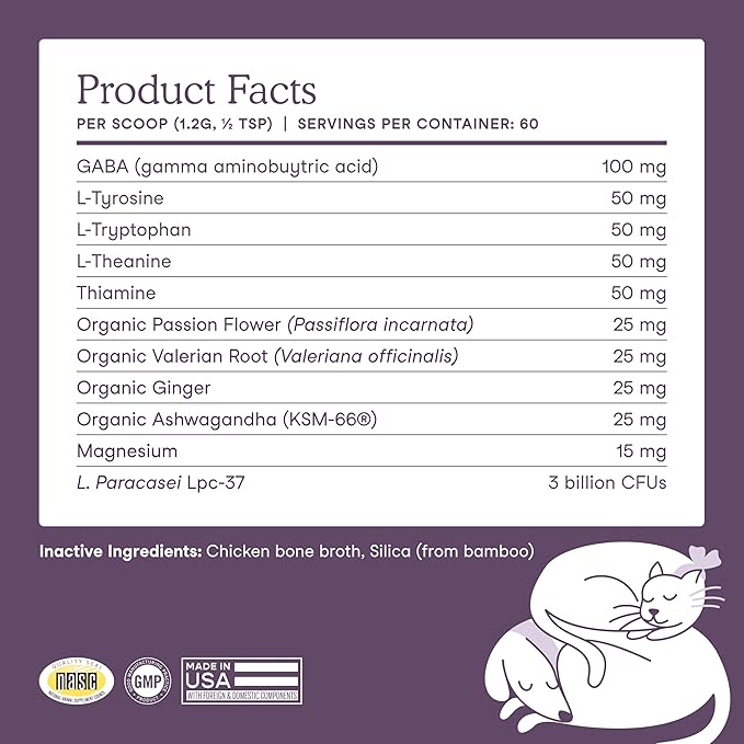 Fera Pets Calming Supplement for Dogs & Cats with Probiotics, L-Theanine, and Ashwagandha - Supports Anxiety Relief - Promotes Relaxation - 60 Scoops-PawvioPets