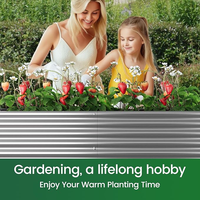 BTDVR 2PCS Galvanized Raised Garden Bed Outdoor, Metal Raised Beds for Vegetables, Above Ground Garden Box for Flower, Steel Garden Bed for Gardening - 65x20 inch-PawvioPets