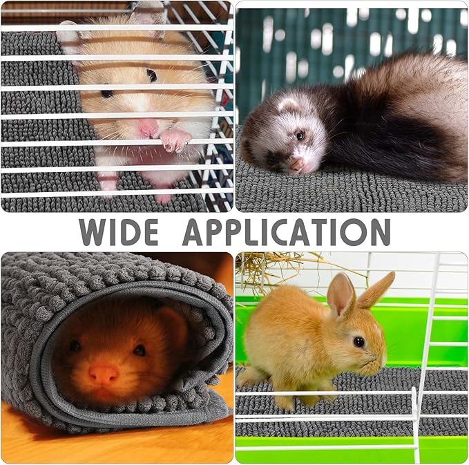 Amylove 4 Pcs Guinea Pig Cage Liner Guinea Pig Bedding Washable Fleece Pee Pads Reusable Small Animals Training Mat Small Animal Sleeping Bed for Bunny Hamster(Dark Gray,16 x 24 Inch)-PawvioPets