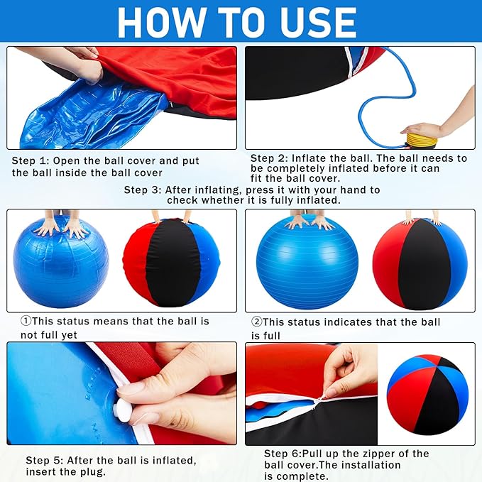 30inch Giant Herding Ball with Cover Anti Burst Ball Please Watch VCR for How to Inflation Horse Toys for Horses Stall Entertainment Play, Pump Included(Stylish)-PawvioPets