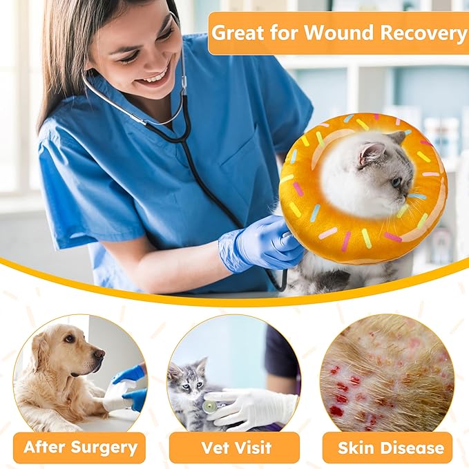 Cat Cone Collar Soft, Cat Recovery Collar for Wound Healing Cute Donut Adjustable Kittens Cones to Stop Licking Comfortable Lightweight Neck Elizabethan Collars for Cats Kittens After Surgery-PawvioPets
