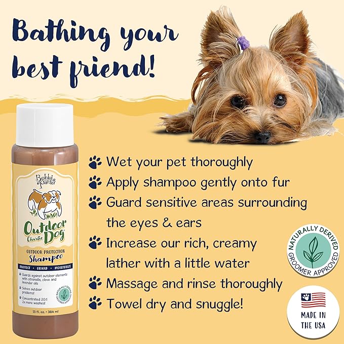 Bobbi Panter Outdoor Dog Shampoo - Made in USA - All Natural Formula for Soothes Itchy Skins - Concentrated 16:1 for Professional Grommers - Camomile Scent, 13 Oz (Case of 12)-PawvioPets