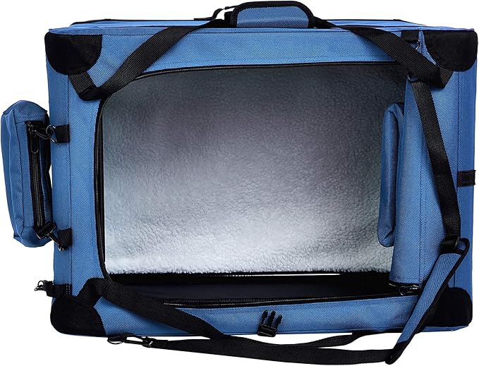 Amazon Basics Folding Portable Soft Pet Dog Crate Carrier Kennel, 26 x 18 x 18 inches, Blue-PawvioPets