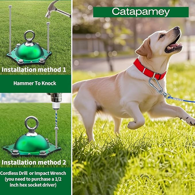Dog Tie Out Stake,360°Swivel Run Anchors-Dog Runner for Yard Suitable for Large,Weighing Up to 200 LBS-Stake to Tether Long Leash and Cable- Stakes for Outside-PawvioPets