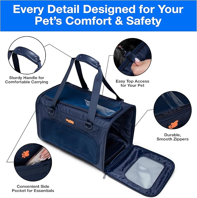 Dog Sling Carrier for Small Dogs – Pet Shoulder Bag with Safety Strap, Breathable Dog Pouch Carrier for Puppies and Cats – Soft Hands-Free Dog Carrier for Travel, Hiking, Shopping-PawvioPets