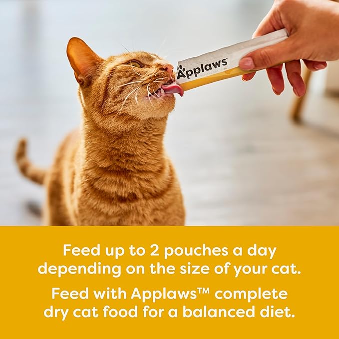Applaws Lickable Cat Treats, Natural Grain-Free Purée, Limited Ingredient, Chicken Squeeze Up Cat Treats (60 x 0.5 oz Sachets)-PawvioPets