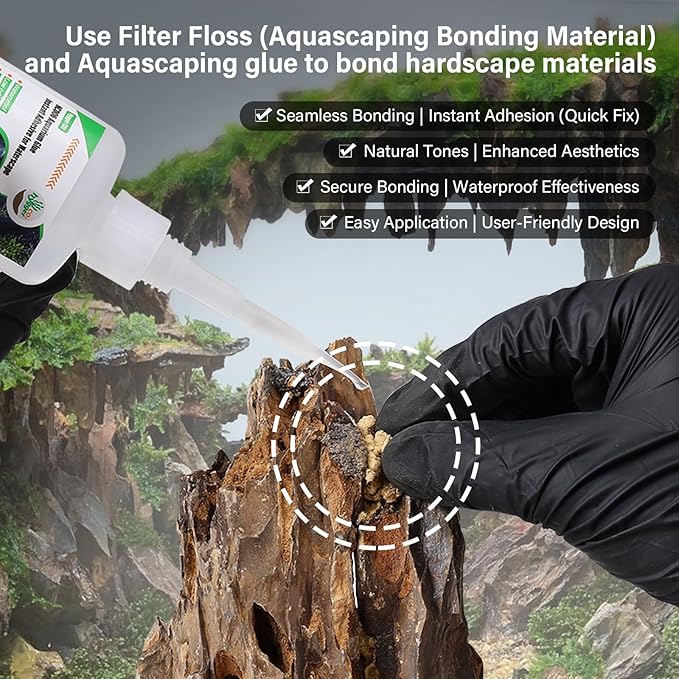 Cotton Wool for Aquascape- Gap Filler Cotton for Rocks & Wood | Aquarium Safe Bonding Material | Secure Adhesive Helper (Brownish red(Driftwood Color))-PawvioPets