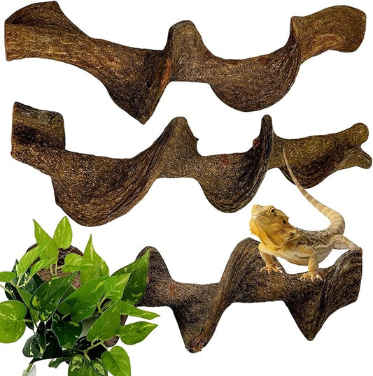 BNOSDM 3Pcs Reptile Climbing Branches Decor,Snake Climbing Branch,Gecko Climb Wood,Lizard Forest Branch,Tank Habitat Tree Trunk Decorations for Bearded Dragons,Chameleons,Spider,Frogs (L)-PawvioPets