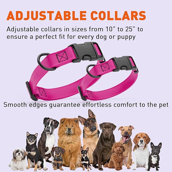 Dogline Biothane Waterproof Dog Collar with Quick Release Buckle Strong Coated Nylon Webbing with Odor- Proof for Easy Care Easy to Clean Fits Small Medium Large Dogs, Magenta Pink 3/4" W 12-19" L-PawvioPets