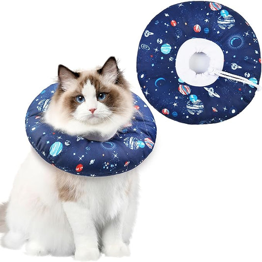 Cat Cone Collar Soft, Waterproof Cat Recovery Collar for Wound Healing Cute Donut Adjustable Kittens Cones to Stop Licking Comfortable Neck Elizabethan Collars for Cats Kittens After Surgery-PawvioPets