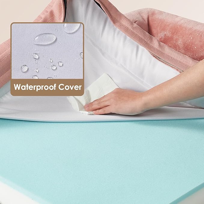 EHEYCIGA Orthopedic Dog Beds for Large Dogs, Waterproof Memory Foam Large Dog Bed with Sides, Non-Slip Bottom and Egg-Crate Foam Pet Couch Bed with Washable Removable Cover, Dusty Pink-PawvioPets