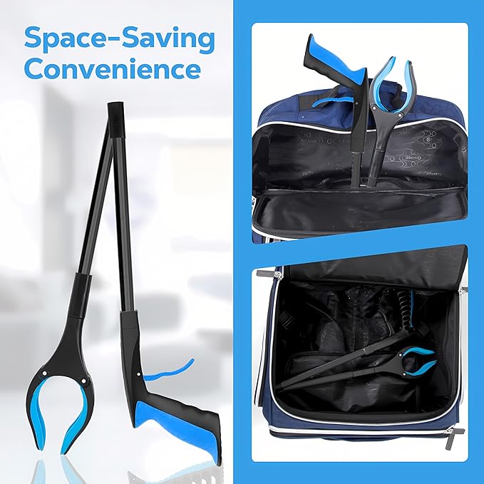 Grabber Reacher Tool - 32” Extra Long Foldable Gripper and Reaching Tool - Heavy Duty Pick Up Stick Grabbers for Seniors, Trash, Surgery Recovery Must Haves Gifts (Black Blue)-PawvioPets