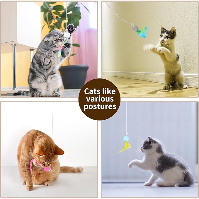5 Pack Cat Toy Replaceable Feathers for Interactive Cat Toys with Remote Control, Cat Feather Toys Attachments for Indoor Cats Exercise and Play (Not Include Cat Toy, Only Accessories)-PawvioPets