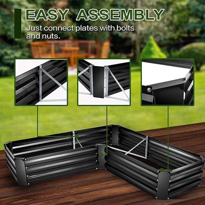 EDOSTORY Raised Bed Garden Bed Kit, 5x5x1ft Galvanized Planter Tall Raised Garden Boxes Outdoor, Large Metal Raised Garden Beds for Vegetables, Flowers, Herbs-PawvioPets