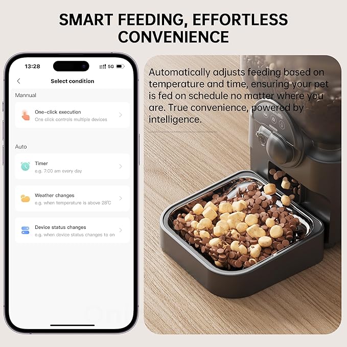 Automatic Pet Feeder for Cat and Dog - 6L Auto Cats Food Dispenser with Camera - WiFi App Control Smart Feeders with Timed - Dogs Feeding Station with 15-Day Battery Life After Power Off-PawvioPets