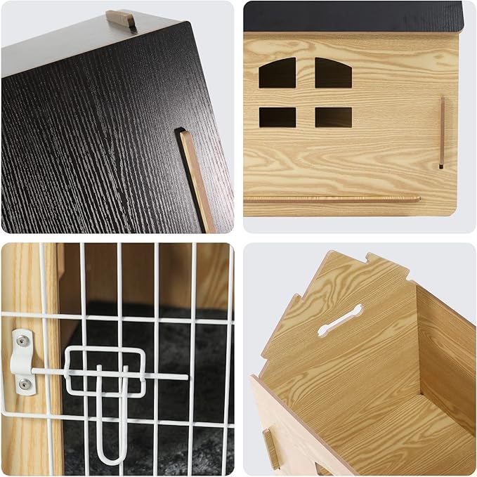 Dog House Indoor for Small Dogs or Cats, Cozy Wooden Design, Small Indoor Bed House, with Air Vents and Elevated Floor Warm Dog Cave-PawvioPets