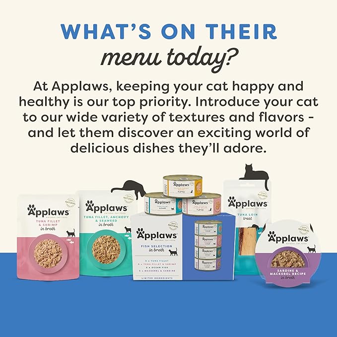 Applaws Natural Cat Treats, Grain-Free, High-Protein Whole Mackerel Loins, Single-Ingredient Healthy Snack for Cats (12 x 1.06 oz Loins)-PawvioPets