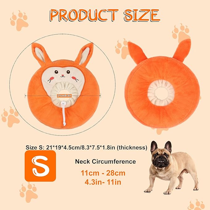 Adjustable Cat Collar Soft to Stop Licking After Surgery for Kitten, Alternative to Cone of Shame, Donut Cone for Cats, Pet Elizabethan Collar (Rabbit, Small)-PawvioPets