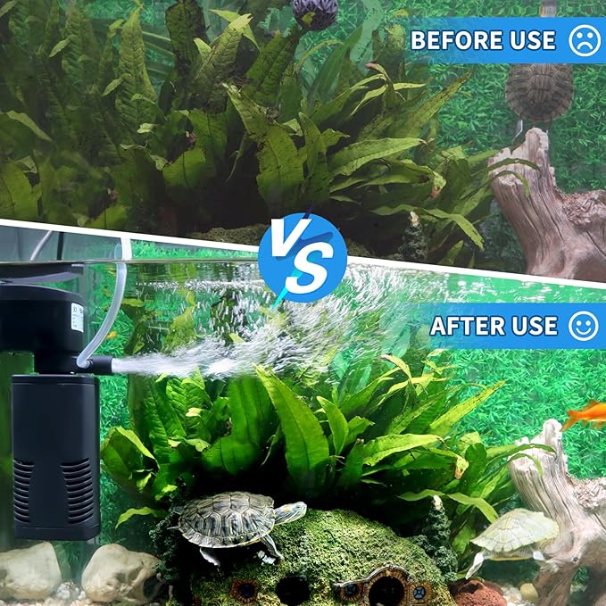 Fish Tank Filter for 15-40 Gallon Tank, 160 GPH Crystal Clear Powerful Internal Aquarium Filters Submersible Pump& Filter System for Fish Tank & Turtle Tank-PawvioPets