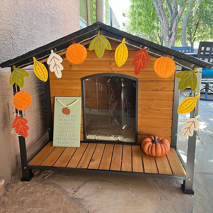 Aivituvin Outdoor Dog House with Chewproof Strong Metal Frame Outside Dog Kennel Weatherproof for Medium to Large Dogs, (41.5" L x 41.4" D x 34.1" H)-PawvioPets