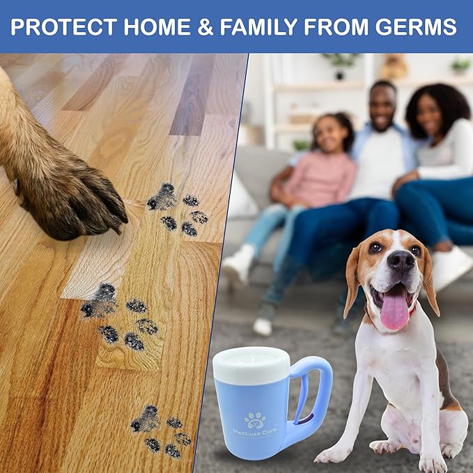 Dog Paw Cleaner for Small & Medium Dogs – Portable Paw Washer Cup with Soft Silicone Brush, Towel & Moisturizing Balm – Gently Cleans Muddy Paws After Walks (Blue, Medium)-PawvioPets