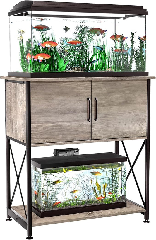 20-29 Gallon Aquarium Stand Metal Frame Fish Tank Stand with Cabinet Storage, for 20 Gallon Long Aquarium,30.7" L*16.5" W Tabletop,330LBS Capacity Grey PG01YGZ-PawvioPets