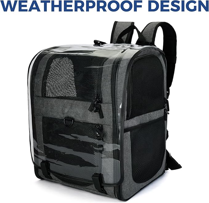 Apollo Walker Pet Carrier Backpack for Large/Small Cats and Dogs, Puppies, Safety Features and Cushion Back Support for Travel, Hiking, Outdoor Use (Gray-Expandable)-PawvioPets