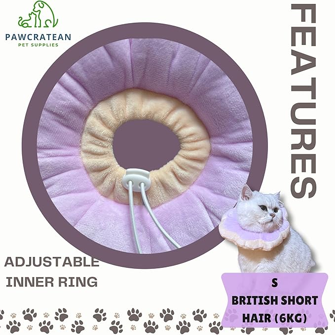 Adjustable Comfy Flower Style Elizabeth Collar for Cats Puppies Soft Recovery Cone Pet Protective Neck Collar (Purple, Medium)-PawvioPets