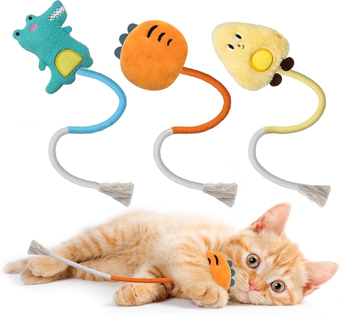 3pcs Safe Cat Rope Toy with Catnip,Teeth Clean Toy for Cat, Cat Chew Toys for Indoor Cat,Kitten Interactive Toys-PawvioPets