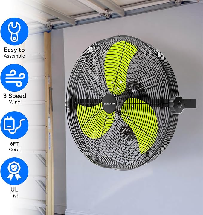 4580 CFM 18 inch High Velocity Wall Mounted Fan, 3-Speed Metal Fan with Sealed Motor, 360 Degree Tliting Heavy Duty Wall Fan for Patio, Barn, Garage, and Gazebo - UL listed-PawvioPets