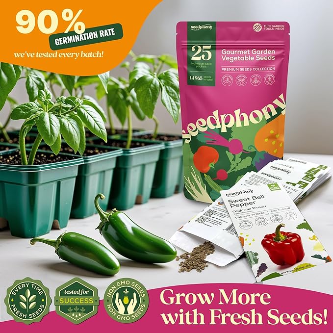25 Gourmet Garden Vegetable Seeds Variety Pack - 14,965+ Non-GMO Heirloom Vegetables Seeds for Planting Indoor&Outdoor Home Garden Seeds - Gardening Seed Packets for Planting Vegetable Seeds-PawvioPets