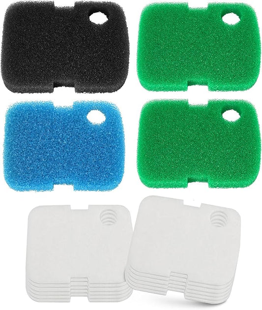 16 PCS Replacement Canister Filter Media Pad Compatible with Penn Plax Cascade 700/1000 CCF2UL/CCF3UL, Aquarium Bio Floss Pads Part, Activated Carbon Sponge Filters Pads for Fish Tank-PawvioPets