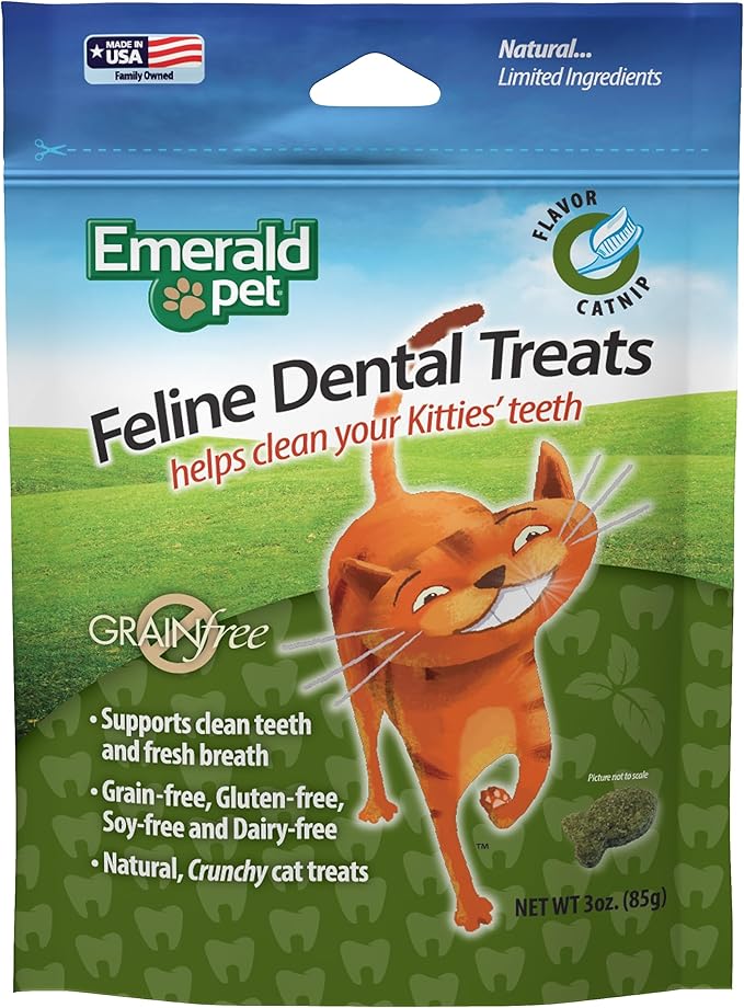 Feline Dental Treats — Tasty and Crunchy Cat Dental Treats Grain Free — Natural Dental Treats to Clean Cat Teeth, Freshen Cat Breath, and Reduce Plaque and Tartar Buildup — Catnip Treats, 3 oz-PawvioPets